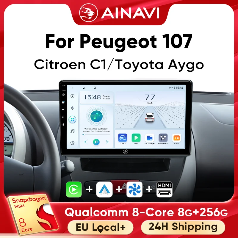 Ainavi Autoradio Für Peugeot 107 Toyota Aygo Citroen C1 2005 2008 2012 2014 Stereo Carplay Android Multimedia Player 4G 2Din Image