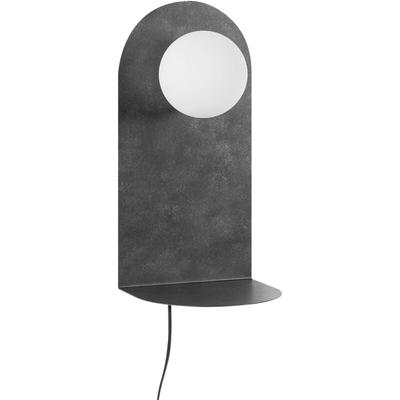 Wandleuchte Graphitgrau Metall 1-Flammig mit Ablage Regal Schirm Kugelform Schalter Langes Kabel Image