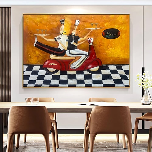 Mintura handgefertigte abstrakte Cartoon-Figur-Ölgemälde auf Leinwand, moderne Wandkunst, Raumdekoration, Bild für die Inneneinrichtung, gerolltes, rahmenloses, ungedehntes Gemälde Image