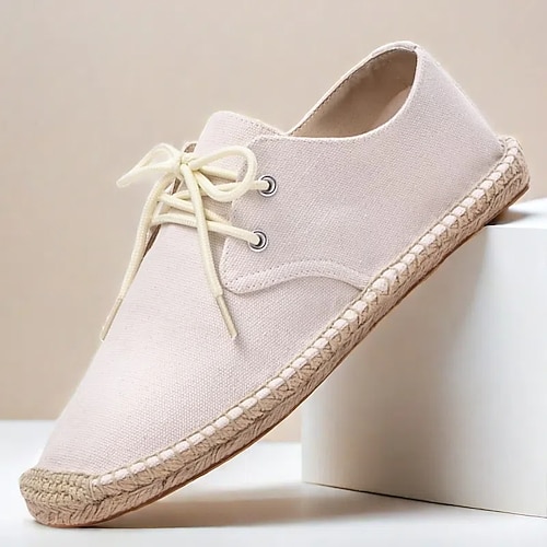 Herren-Espadrilles aus blauem Canvas mit Schnürung und Juteseilsohle – bequemes Freizeitschuhwerk für den Sommer Image