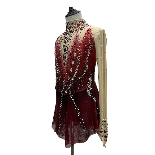 Eiskunstlaufkostüme Eiskunstlauf-Performancekostüme Graduierungskostüme Wettkampfkostüme Eiskunstlaufkostüme für Kinder und Erwachsene für Damen Maßgeschneidertes Spandex-Netz für Erwachsene und Image