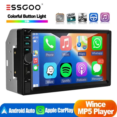 ESSGOO Double 2 DIN Car Radio 7inch Apple Carplay Android Car Stereo Radio Multimedia MP5 Player AUX
