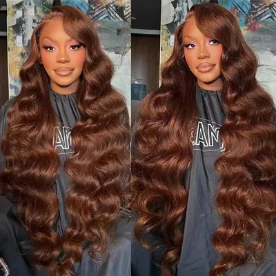 30 40 Inch Chocolate Brown Human Hair Wigs Body Wave 13x5 13x6 HD Lace Front Wig Preplucked Water Wave #2 Red Colored For Women