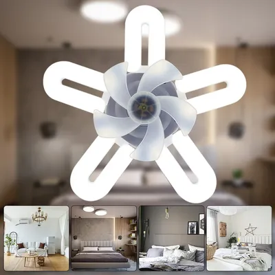 E27 Silent Ceiling Fan Light Ceiling Fan Light Bulb 3 Speed Adjustable 60W Remote Control Electric