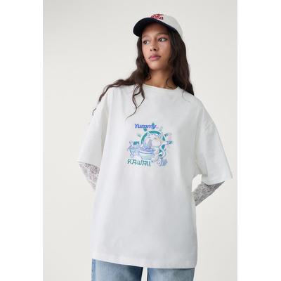 Stradivarius Oversize heavy cotton printed T-shirt White XS