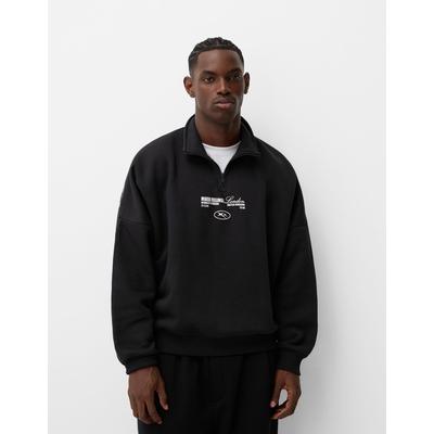 Bershka Zip-Up Sports Sweatshirt With Print Men Xs Grey