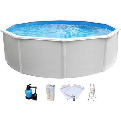 Rundpool KWAD "»Supreme« all in Premium Folie", grau (weiß, farbe innen: grau), B:550cm H:132cm L:550cm, Schwimmbecken, ØxH: 550x132cm, inkl. Bodenisolationsset