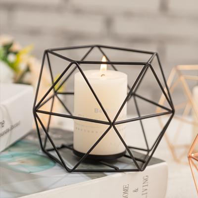 TEMU 1 Elegant Black Metal Geometric Candle Holder With Rose And Starry - Minimalist Tabletop Decor For Aromatherapy Candles, Home Ambiance, Candle Holder Decor Image