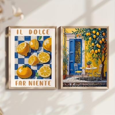 TEMU 2pcs Canvas Poster, Vintage Art, Italian Landscape, Print, Wall Art Canvas Painting, Bedroom Living Room Wall Decoration, Kitchen Hallway Wall Decoration, Modern Wall Decoration Gift Image