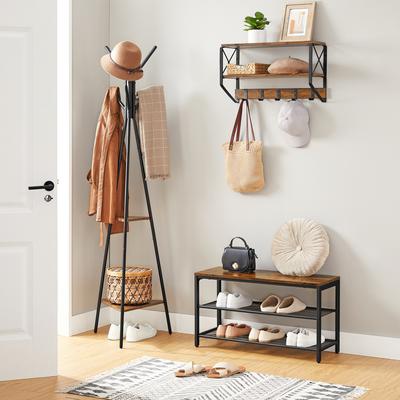 TEMU Shoe Bench, 80 X 30 X 44.5 Cm, 2-tier Mesh Shoe Cabinet, Shoe Rack For Entryway, Metal, Industrial Style Image