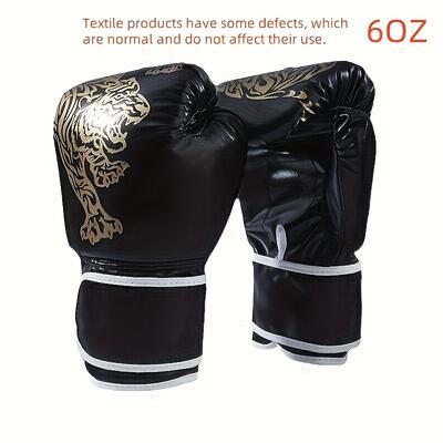 TEMU 1 Pair 6 Oz Nylon Knit Fabric Boxing Gloves, With Design, Closure, For , Ideal For Training, Sparring, Taekwondo, Muay Thai, Mma - Suitable For Easter, , Thanksgiving, Christmas, Halloween Image