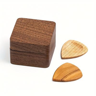 TEMU 1pc Personalized Wooden Guitar Picks Storage Box, Unique For , For Christmas And Presents