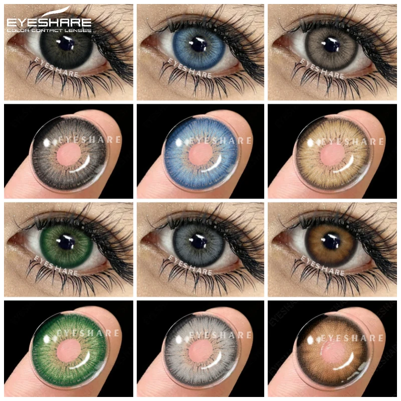 EYESHARE Farbkontaktlinsen für Augen, 1 Paar hochwertige graue Linsen, Kosmetik, blaue Augenkontakte, jährliche kosmetische grüne Augenlinse Image
