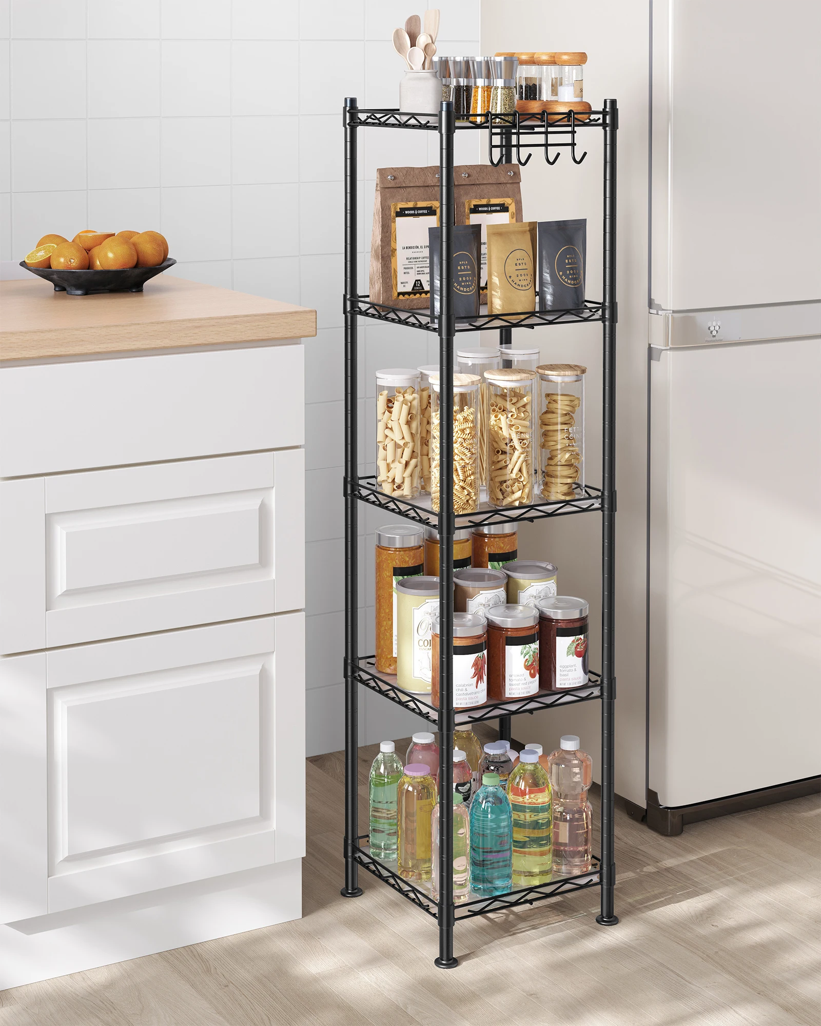 SONGMICS Badregal Standregal, mit 5 PP-Platten, abnehmbare Haken Image