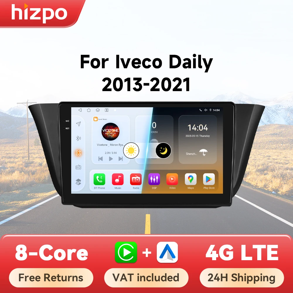 Hizpo 9 "Android Auto Radio Für Iveco Daily 2013 2014 2015 2016 2017 2018 2019 2020 2021 Carplay Auto multimedia-Player GPS 2din Image