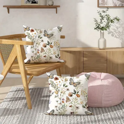1 stücke Blumen Schmetterling grün Kissen bezug, 18 "x18" in, für Frühling Party Wohnzimmer Image