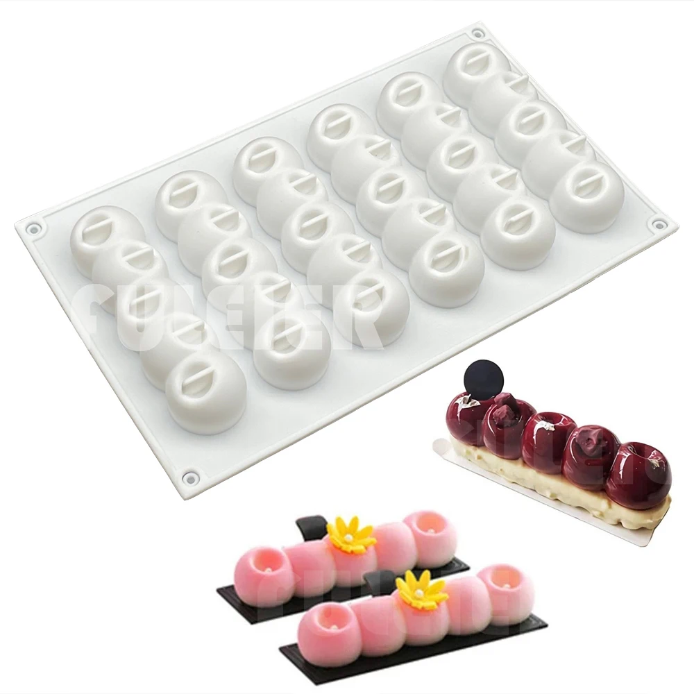 6-konkave Kugel lange streifen förmige Silikon Maus Kuchen form 3d Backwerk zeuge Dessert Kuchen Dekoration Form Back geschirr für die Hochzeit Image