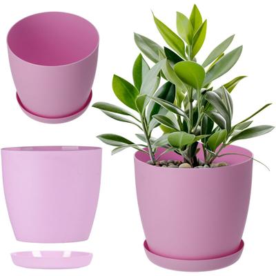 Matte Blumentopf mit Untersetzer, aus Kunststoff, 30 cm, Rosa - Kadax Image