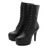 Schnürstiefelette, Damen, Gr. 39, schwarz, Obermaterial: 100% Polyurethan. Futter: 100% Textilmaterial. Decksohle: 100% Polyurethan. Laufsohle: 100% Synthetik, LASCANA BELLE AFFAIRE, unifarben, sexy, Schuhe, High-Heel-Boots mit Plateauabsatz