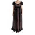 Dolce & Gabbana Damen Langarm Kleid aus schwarzer und pinker Seide