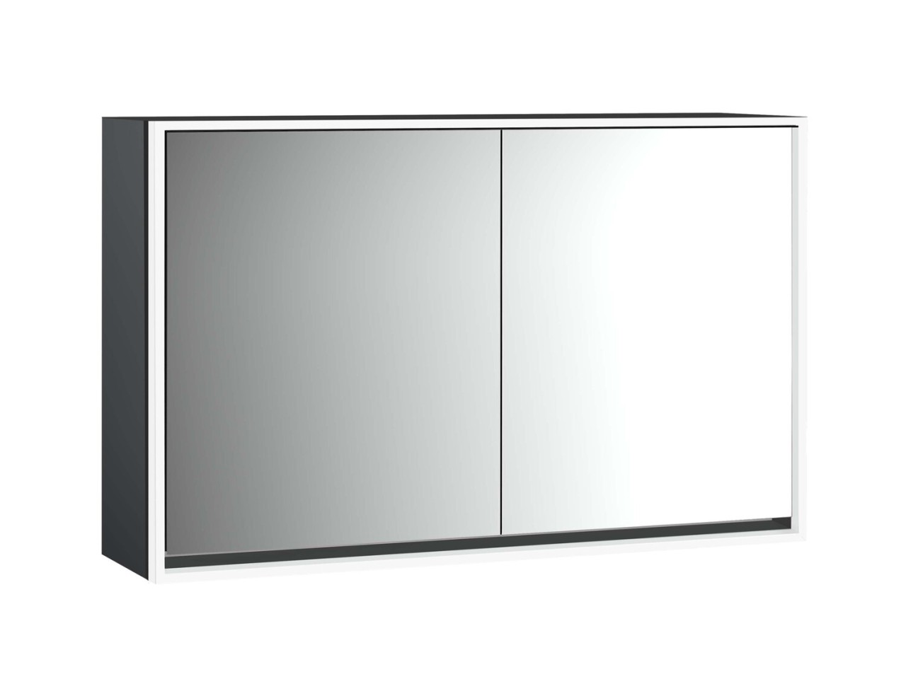 emco LED-Lichtspiegelschrank Loft Aufputz, 1300 mm, 2-türig schwarz, 979813320 979813320 Image