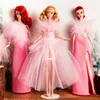 Rosa Spitzenfederkleid / Kleidung + Schuhe / 1/6 Puppenkleidung Anzug Outfit Zubehör für 30 cm große