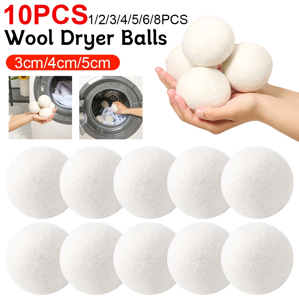 10-1PC Wolle Trockner Bälle Stoff Reine Wiederverwendbare Weichspüler Wäsche 3/4/5cm Trockenen Kit Ball praktische Hause Waschen Ball Wolle Trockner Ball Image
