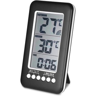 LCD-Digitalthermometer ℃/℉ Digitales Innen-/Außenthermometer Zeituhr Temperaturmessung mit Sender Image