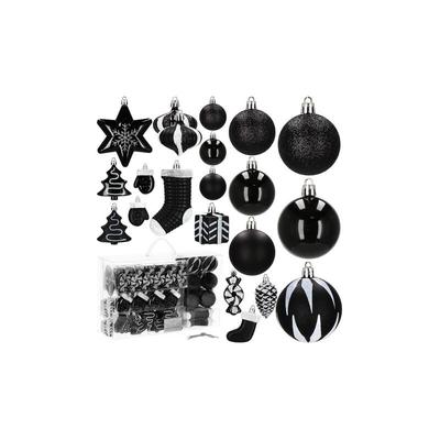 Weihnachtskugeln 77 Stück schwarzes Weihnachtsset