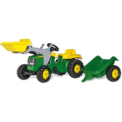 Rolly Toys - Trettraktor rollyKid John Deere mit Anhänger + Frontlader, Traktor