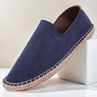 Men's Casual Slip-On Espadrille Shoes with Soft Canvas Upper and Comfortable Jute Sole, Perfect for Summer, Beach, and Everyday Wear