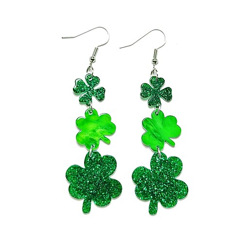 Glitzernde Kleeblatt-Ohrhänger – festlicher St. Patrick's Day-Schmuck für Frauen, leichtes Hängedesign für Feierlichkeiten und den Alltag Image