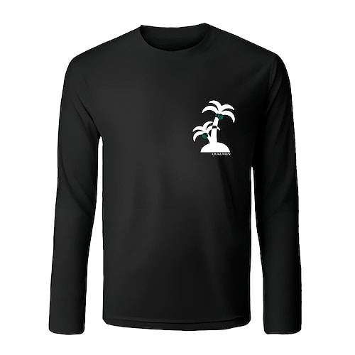Herren T Shirt Langarm Rundhalsausschnitt Frühling Herbst Winter Palme Elegant Warm Urlaub Rundhalsausschnitt Training Outdoor Heim Schwarz Weiß Top T-Shirt für Herren Image