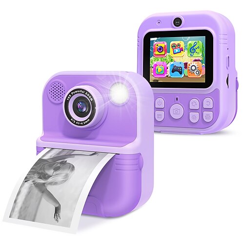 Fotocamera Istantanea per Bambini HD 1080P Fotocamera Digitale per Bambini con 3 Rote di Carta Fotografica Regalo di Natale per Bambini