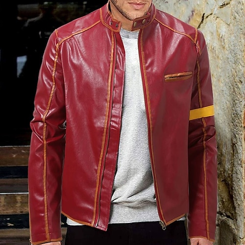 Per uomo Giacca in Ecopelle Giacca di transizione Giacca da Biker Giacca in pelle vintage Abbigliamento casual alla moda Calore Termico Impermeabile alla pioggia Stile Vintage Primavera Autunno