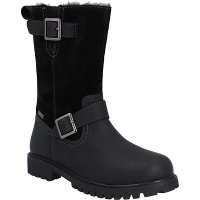 Hunter Ness Leder Damen Schwarz Stiefel