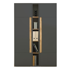 Furn.Design Aktenschrank Set in grau mit Wotan Eiche 2x Schrank mit Regal für Büro und Homeoffice 120 x 200 cm Center Image