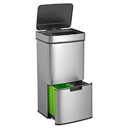 Wellhome WELL HOME - Recycling-Abfalleimer 72L (47L+25L), 2 Fächer, automatisches Öffnen, Edelstahl Image
