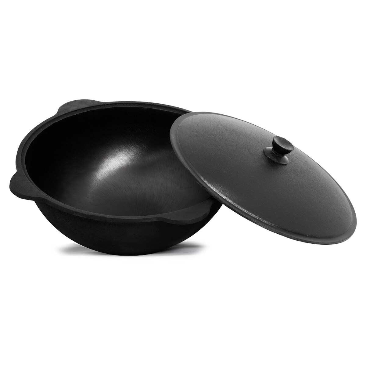 4BIG.fun Gusseisen Kasan 8L eben NAMANGAN Aluminium Deckel Kochen im Freientopf Kazan WOK Kessel Kochen im Freien BBQ Asia Schaumkelle Image