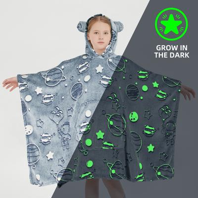 Marina Decoration Glow in the Dark Blanket Wearable Hoodie for Kids Girls Boys Soft Warm Flannel Fleece Hooded Sweatshirt