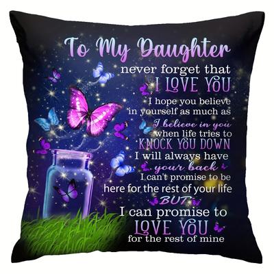 TEMU 18''x18'' Plush Throw Pillow Cover - Perfect Birthday Gift For Daughter From Mom, Vintage Style With Zipper Closure, Hand Wash Only - Ideal For Home & Bedroom Decor (cushion Not Included) Image