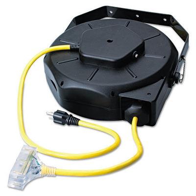 Coleman Cable Luma-Site Cord Reels with Lighted Tri Source, 50 ft, 3 Outlets, Yellow (172-04820)