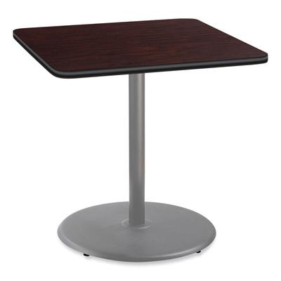 National Public Seating CG33636RC1MY Cafe Table, 36w x 36d x 36h, Square Top/Round Base, Mahogany Top, Gray Base