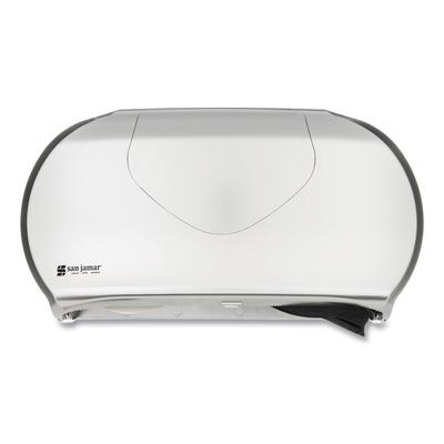 San Jamar R4070SS Twin Jumbo Bath Tissue Dispenser, 19 1/4 x 6 x 12 1/4, Faux Stainless Steel