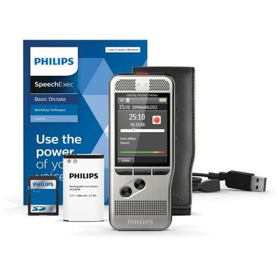 Philips DPM600002 Pocket Memo 6000 Digital Recorder, Push Button, 2GB, Silver