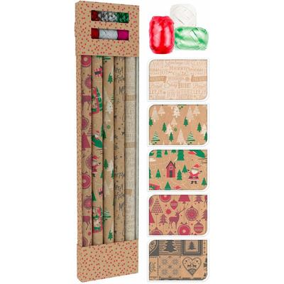 Geschenkpapier Set braun - 11 Teile - Weihnachts Nikolaus Verpackung aus recyceltem Papier - Set