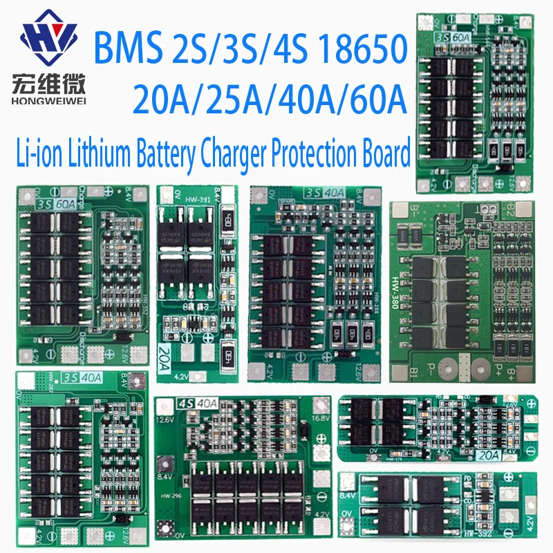 2S 3S 4S Li-Ion Lithium Batterie 18650 Ladegerät Schutz Bord BMS 20A 25A 40A 60A Verbessern Balance mit Balance Für Bohrer Motor Image