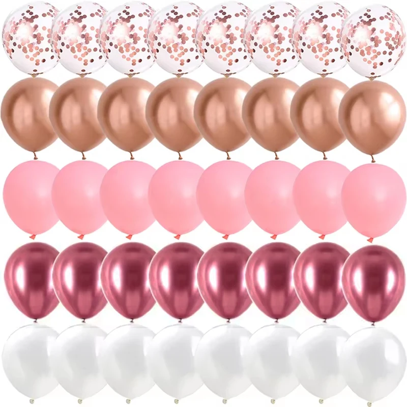 40 Stück 10/12 Zoll Roségold Rosa Luftballons Hochzeit Valentinstag Geburtstag Ball Party Dekorationen Image