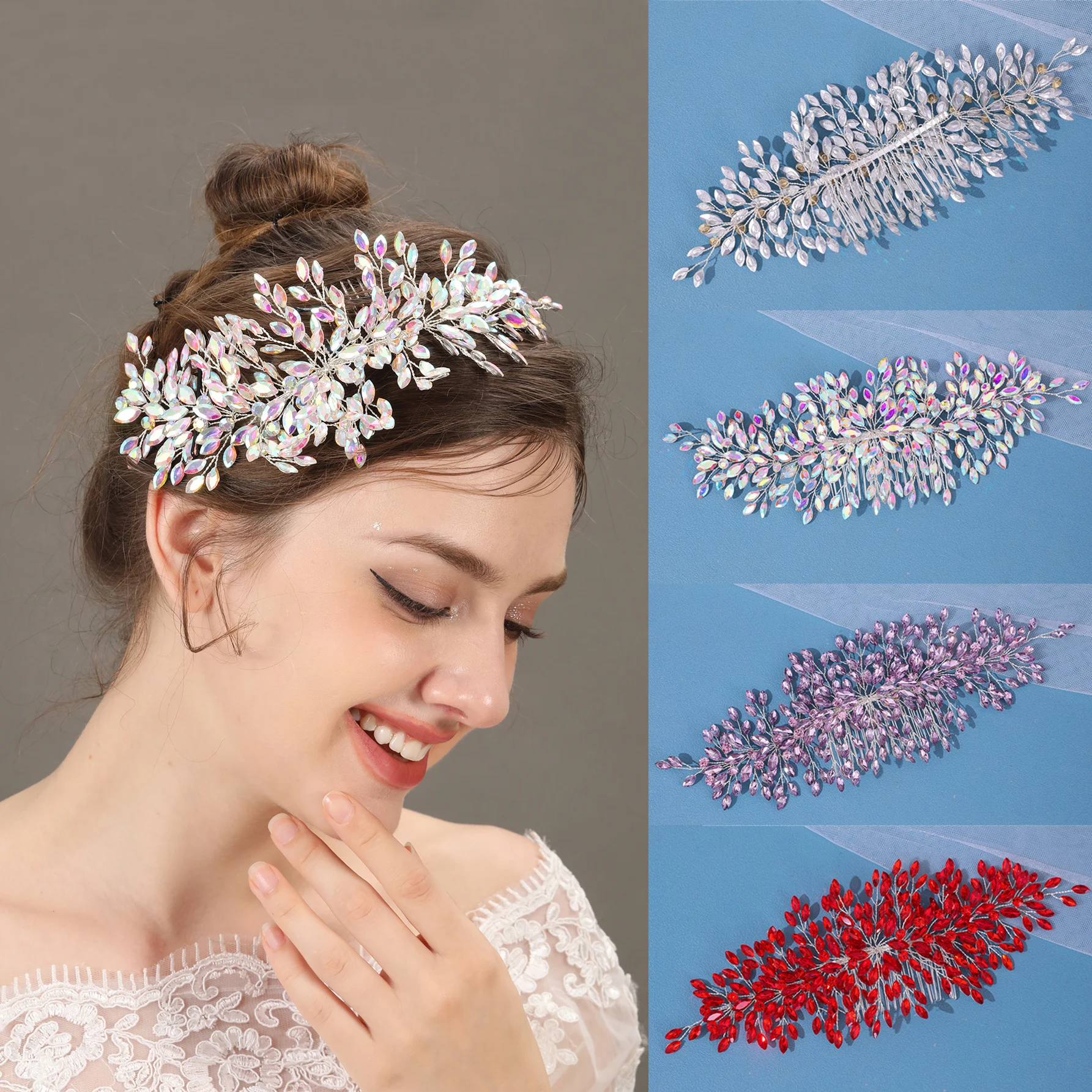 Luxus Braut Haarkamm Clip Stirnband Tiara für Frauen Braut handgemachte Braut Hochzeit Haarschmuck Schmuck Kamm Image