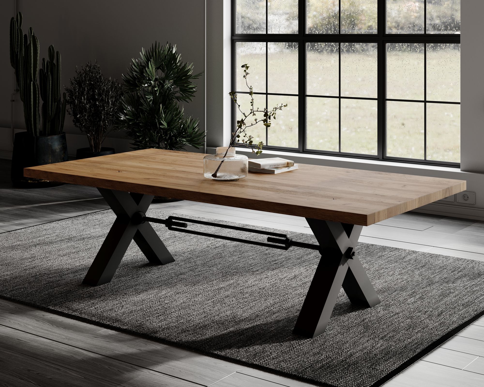 BlackWood »Table4YOU Dallas« Wildeiche Massivholztisch Baumkante / Wildeiche natur / 4 cm / 260x100 cm